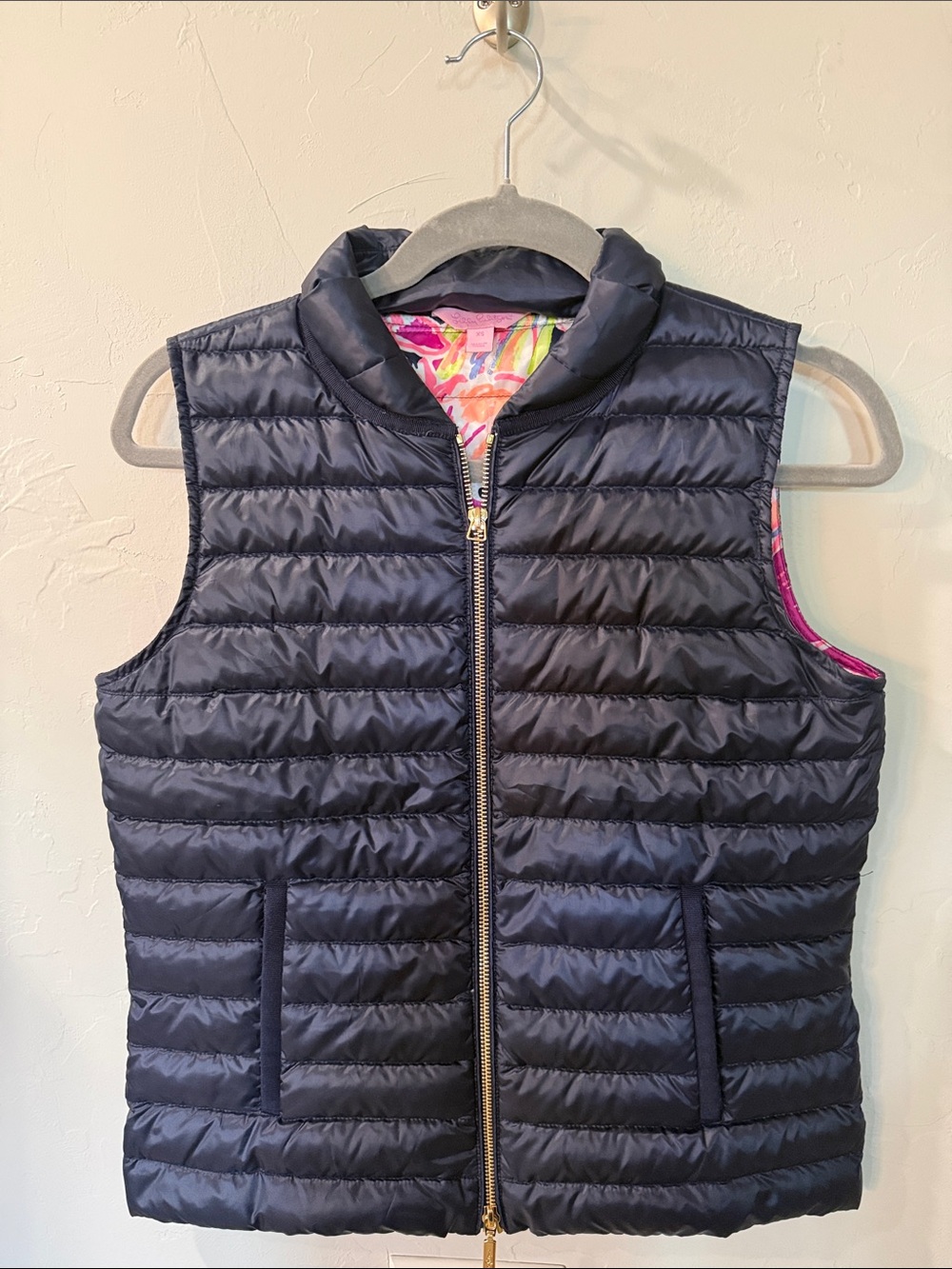Lily Pulitzer Women's Navy Quilted Puffer Vest Size XS